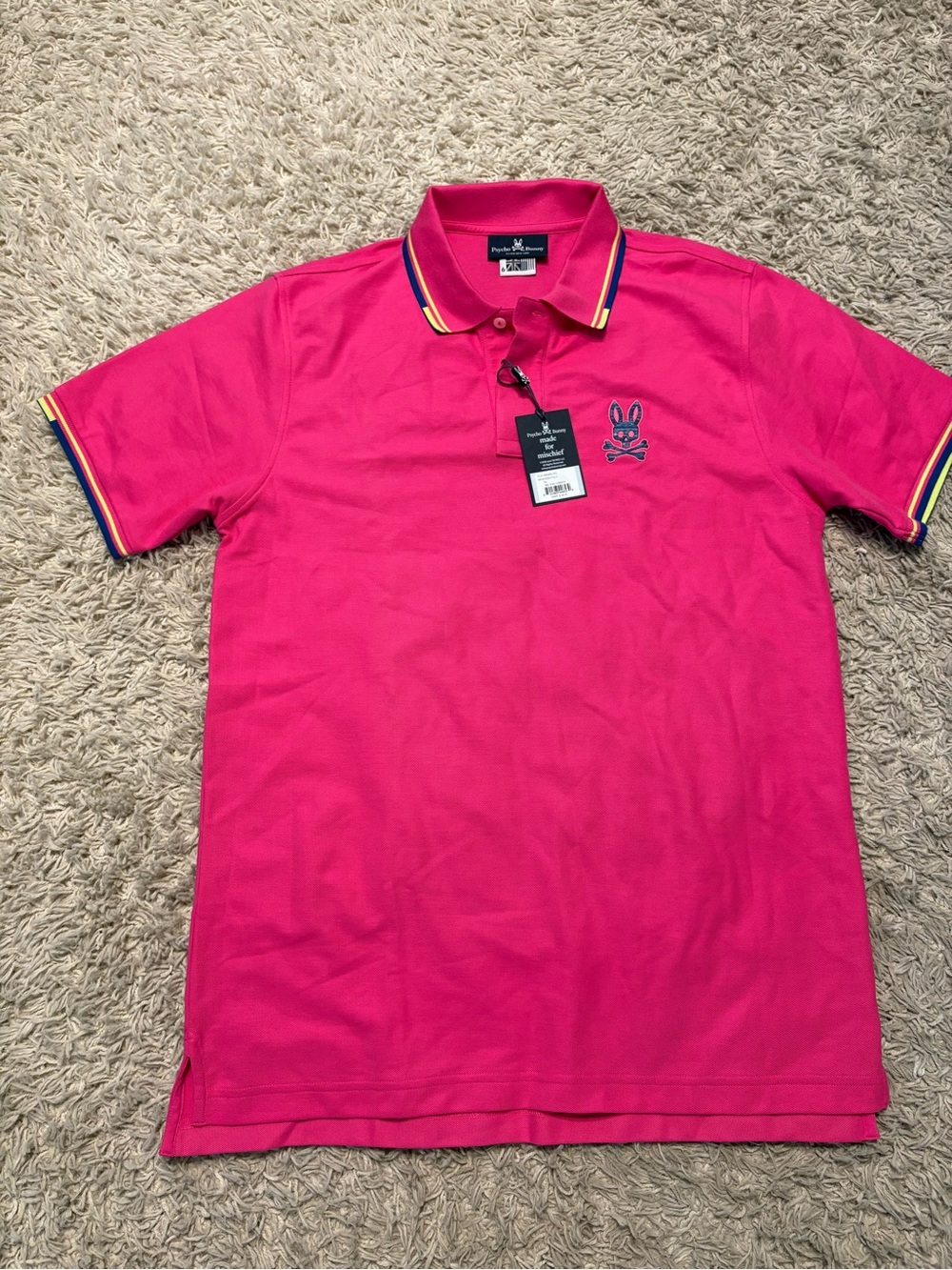 Psycho Bunny Hot Pink Polo with Contrast Trim